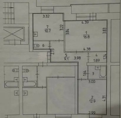 2-к квартира, 57 м², продажа